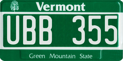VT license plate UBB355