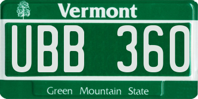 VT license plate UBB360