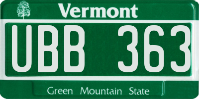 VT license plate UBB363