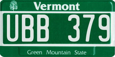 VT license plate UBB379