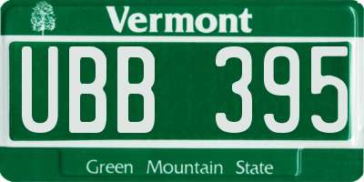 VT license plate UBB395