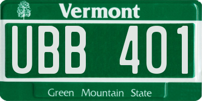 VT license plate UBB401