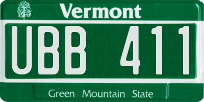 VT license plate UBB411
