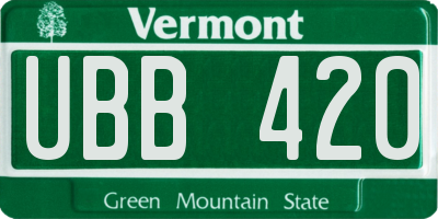 VT license plate UBB420