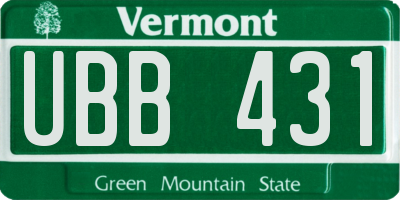 VT license plate UBB431