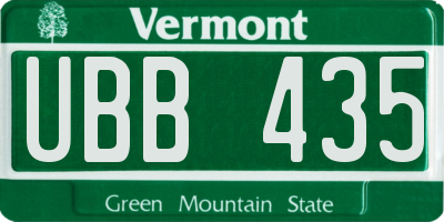VT license plate UBB435