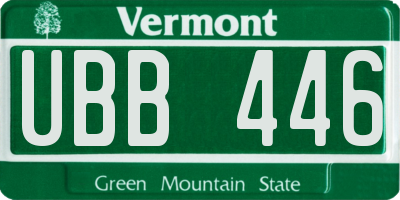 VT license plate UBB446