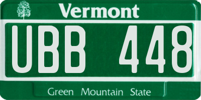 VT license plate UBB448