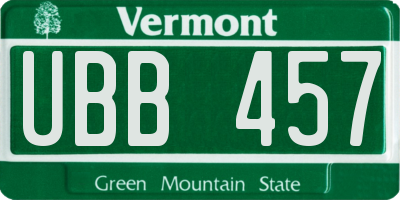 VT license plate UBB457
