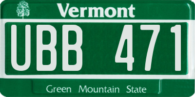 VT license plate UBB471
