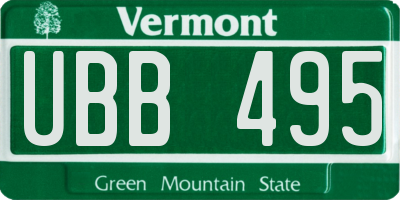 VT license plate UBB495