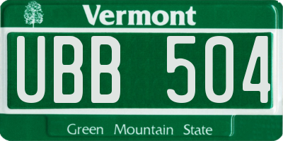 VT license plate UBB504