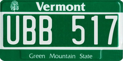 VT license plate UBB517