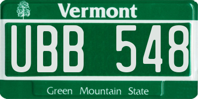 VT license plate UBB548