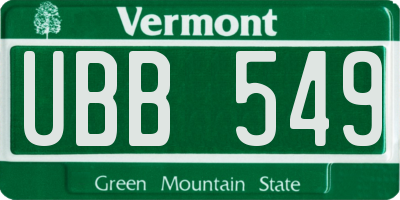 VT license plate UBB549