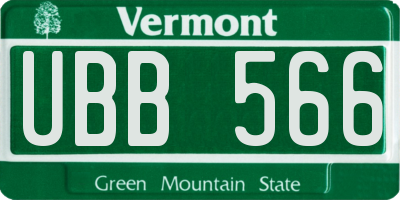VT license plate UBB566
