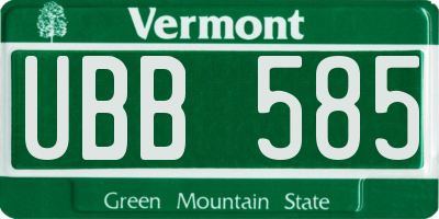 VT license plate UBB585