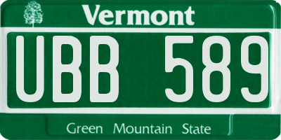 VT license plate UBB589