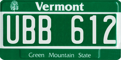 VT license plate UBB612