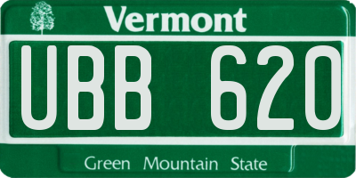 VT license plate UBB620