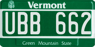 VT license plate UBB662