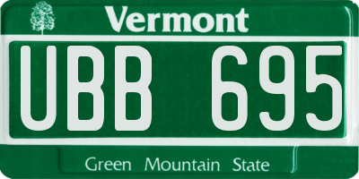 VT license plate UBB695