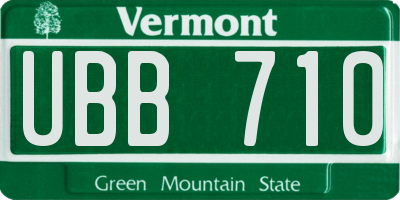 VT license plate UBB710