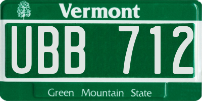 VT license plate UBB712