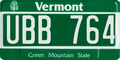 VT license plate UBB764