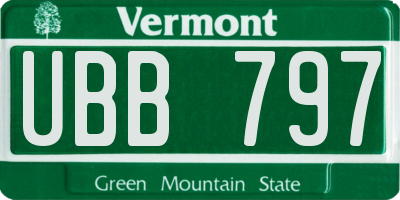 VT license plate UBB797
