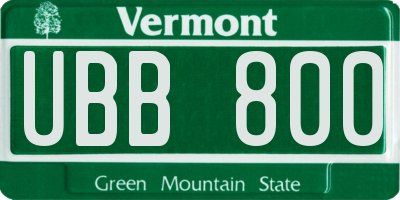 VT license plate UBB800