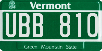 VT license plate UBB810