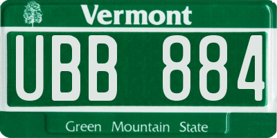 VT license plate UBB884