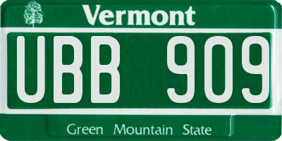 VT license plate UBB909