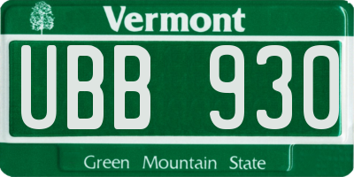 VT license plate UBB930