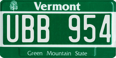 VT license plate UBB954