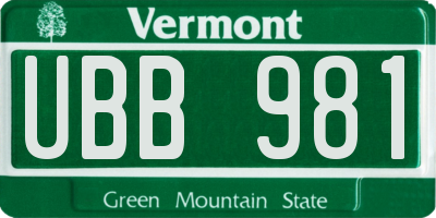 VT license plate UBB981