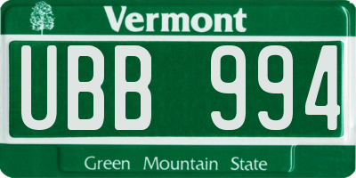 VT license plate UBB994