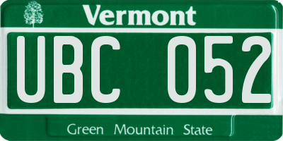 VT license plate UBC052