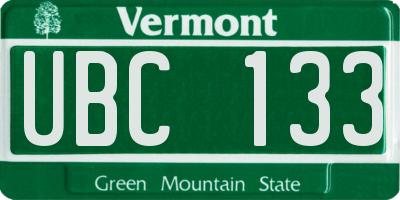 VT license plate UBC133