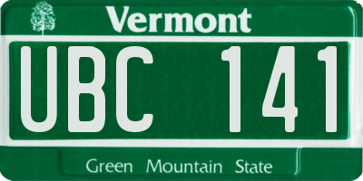 VT license plate UBC141