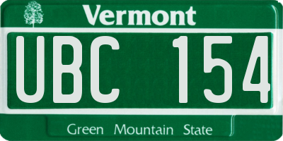 VT license plate UBC154