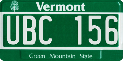 VT license plate UBC156