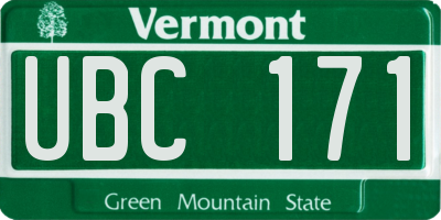 VT license plate UBC171