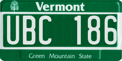 VT license plate UBC186