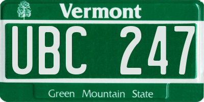 VT license plate UBC247