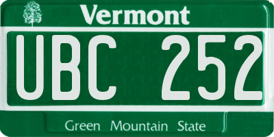 VT license plate UBC252