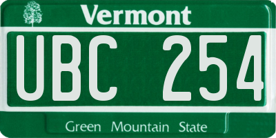 VT license plate UBC254