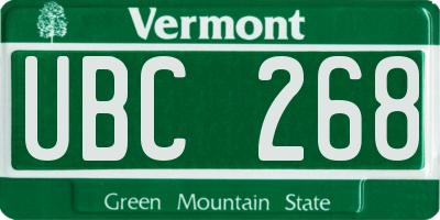 VT license plate UBC268