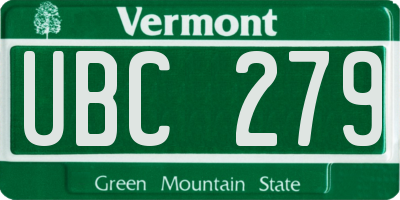 VT license plate UBC279